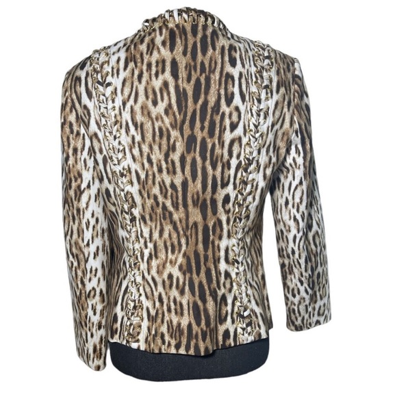 Michael Kors Printed Blazer gold chain link size 4 Jacket - Picture 2 of 7